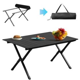 86X60X42cm Black Camping Roll Table (Color: Black)