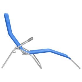 vidaXL Folding Sun Loungers 2 pcs Textilene Blue (Option: as picture)