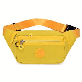 Simple Waist Bag; Letter Patch Decor Crossbody Bag; Casual Nylon Phone Bag For Outdoor Travel Sports (Color: Yellow)