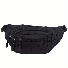 Men's And Women's Large-capacity Wear-resistant Sports Waist Bag Casual Bag Shoulder Chest Bag Light Sports Travel Bag Men's Messenger Backpack W (Color: Black)