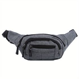 Men's And Women's Large-capacity Wear-resistant Sports Waist Bag Casual Bag Shoulder Chest Bag Light Sports Travel Bag Men's Messenger Backpack W (Color: Grey)